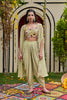 Sage Green Floral Bustier, Dhoti & Cape Set