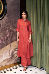 Tomato Red Linen Co-Ord Set