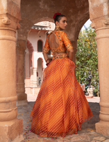 Angrakha Choli Lehriya Festive Lehenga Set