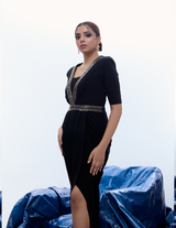 V-Neck Drape Dress