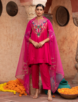 Rani-Pink Hand-Embellished Anarkali Set