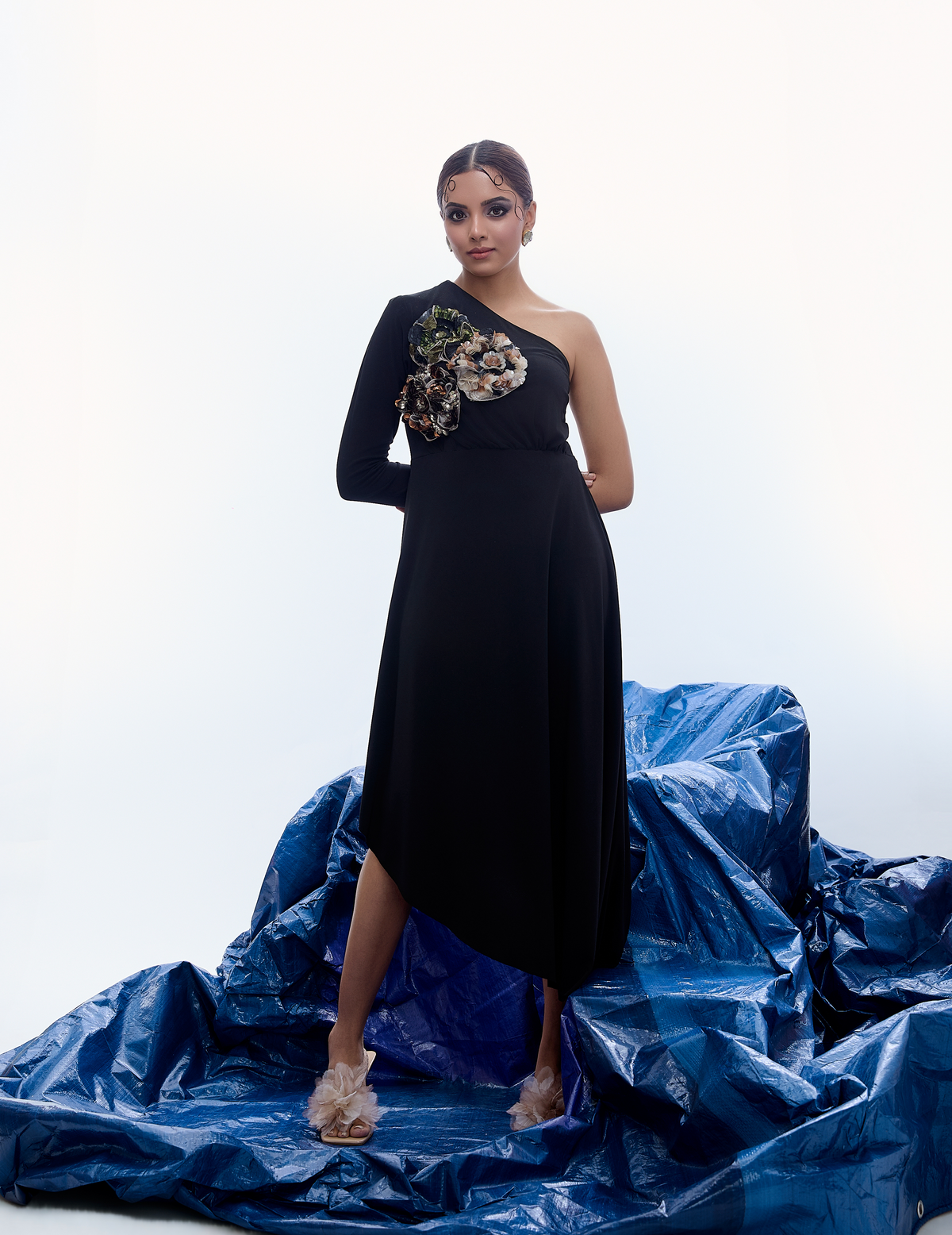 Assymetric One-Sleeved Dress