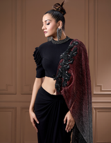 Cocktail Moonlight Shimmer Drape With Crop Top And Drape Skirt