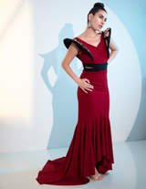 Edgy Butterfly Sleeves, Trail Fish Cut Gown