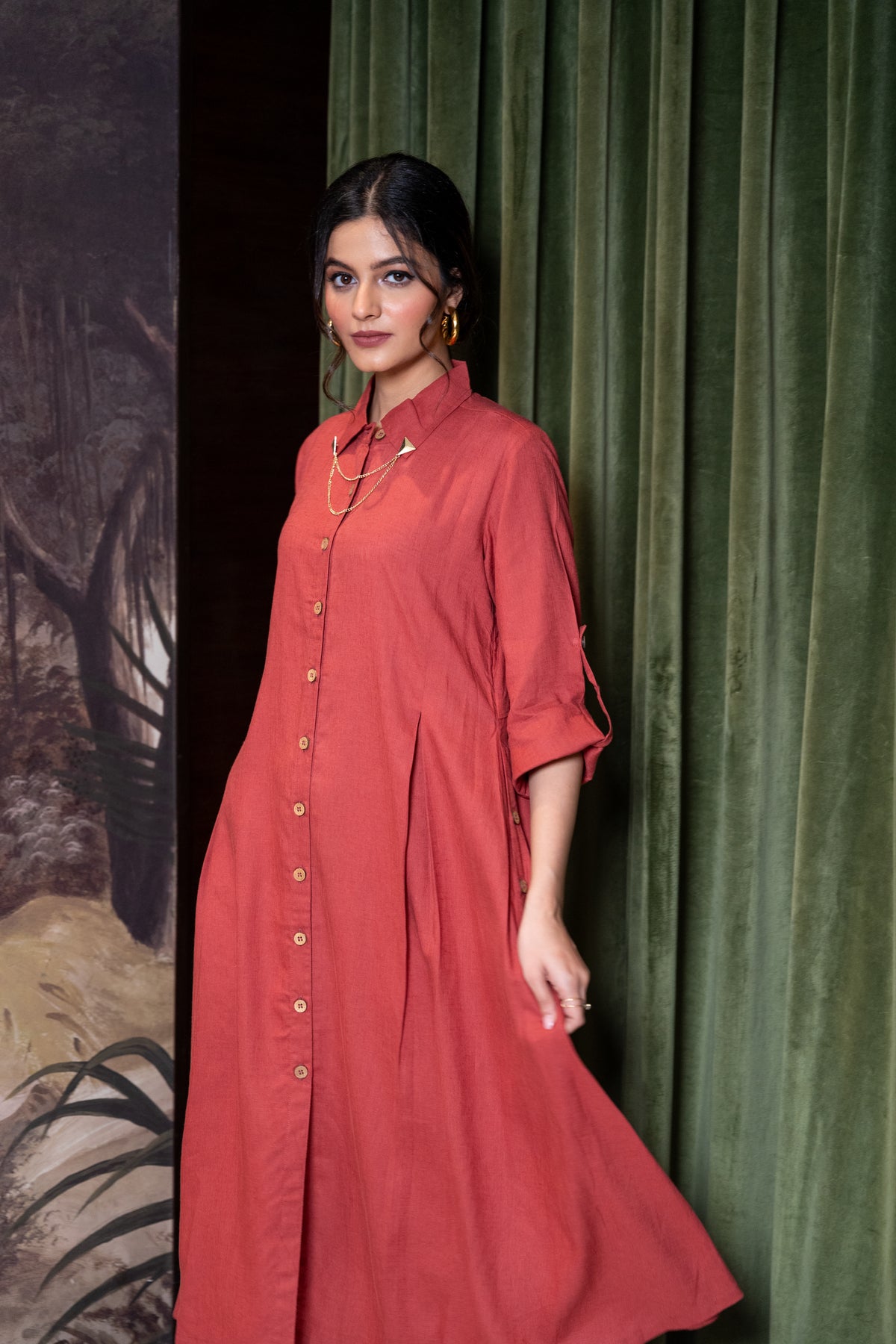 Tomato Red Linen Co-Ord Set