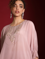 Blush Lavender Asymmetric Over-Sized Kaftan With Low Crotch Harem Indo-Fusion
