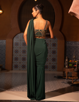 Emerald Corset Drape Saree