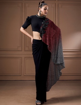 Cocktail Moonlight Shimmer Drape With Crop Top And Drape Skirt