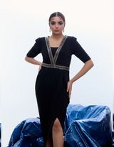 V-Neck Drape Dress