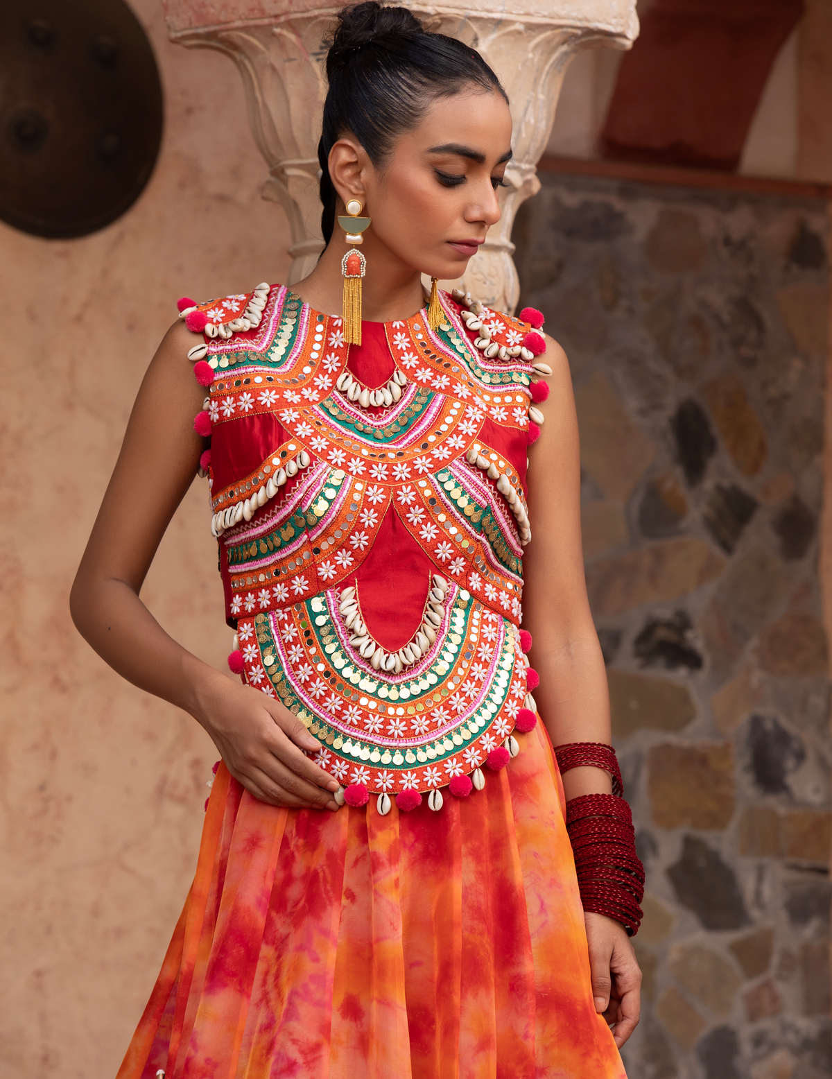 Tangerine Tie-Dye Codi-Coin Quirky Lehenga
