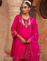 Rani-Pink Hand-Embellished Anarkali Set