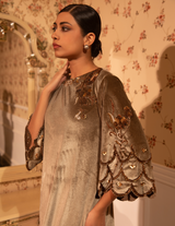Gold Baroque Velvet Kurti With Trousers