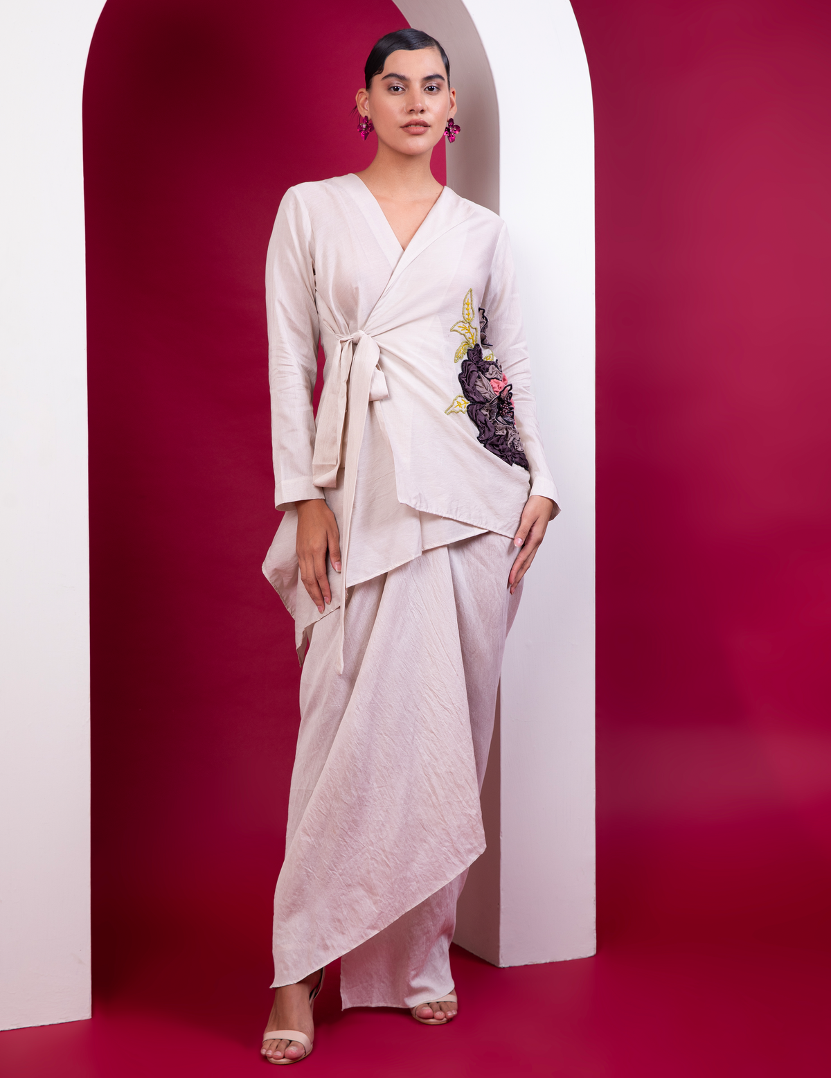 Boho Style Wrap Top Draped Skrit