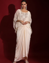 Ivory Hand-Embellished  Kaftan & Drape Skirt Indo-Fusion
