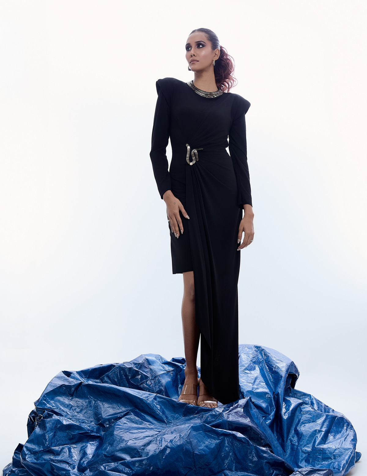 Padded Shoulder Coin Dress