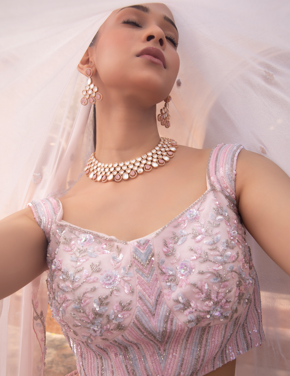 Baby Pink Floral Handwork Lehenga