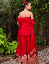 Rococco Inspired Scarlet Corset Peplum Top & Palazzo