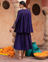 Blue Chanderi Kathiavadi Top & Midi Skirt