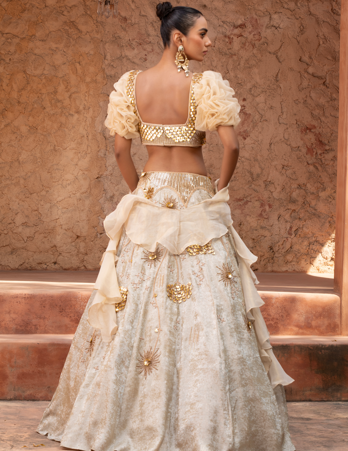 Pastel Yellow Sequins Work Lehenga