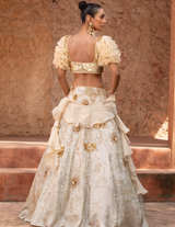Pastel Yellow Sequins Work Lehenga