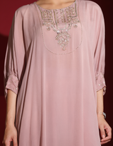Blush Lavender Asymmetric Over-Sized Kaftan With Low Crotch Harem Indo-Fusion