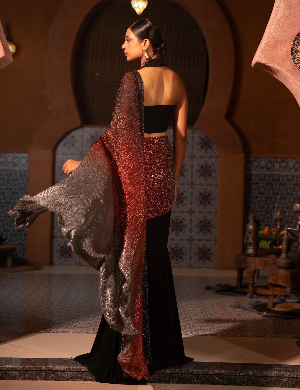 Halter Neck Mermaid Ombre Saree