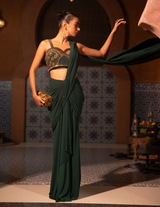 Emerald Corset Drape Saree