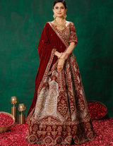 Maroon Grey Lehenga Choli Set