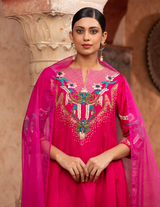 Rani-Pink Hand-Embellished Anarkali Set