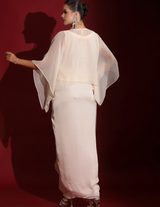 Ivory Hand-Embellished  Kaftan & Drape Skirt Indo-Fusion