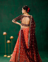 Coral Red Lehenga Choli Set