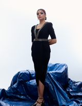 V-Neck Drape Dress