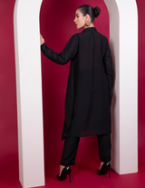 Black Layered Long Shirt Co-Ord Set
