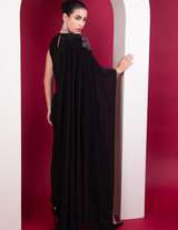 Black Asymmetric Cape Top Cocktail Co-Ord Set