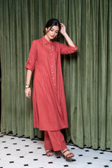 Tomato Red Linen Co-Ord Set