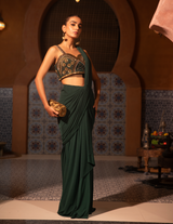 Emerald Corset Drape Saree