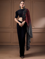 Cocktail Moonlight Shimmer Drape With Crop Top And Drape Skirt