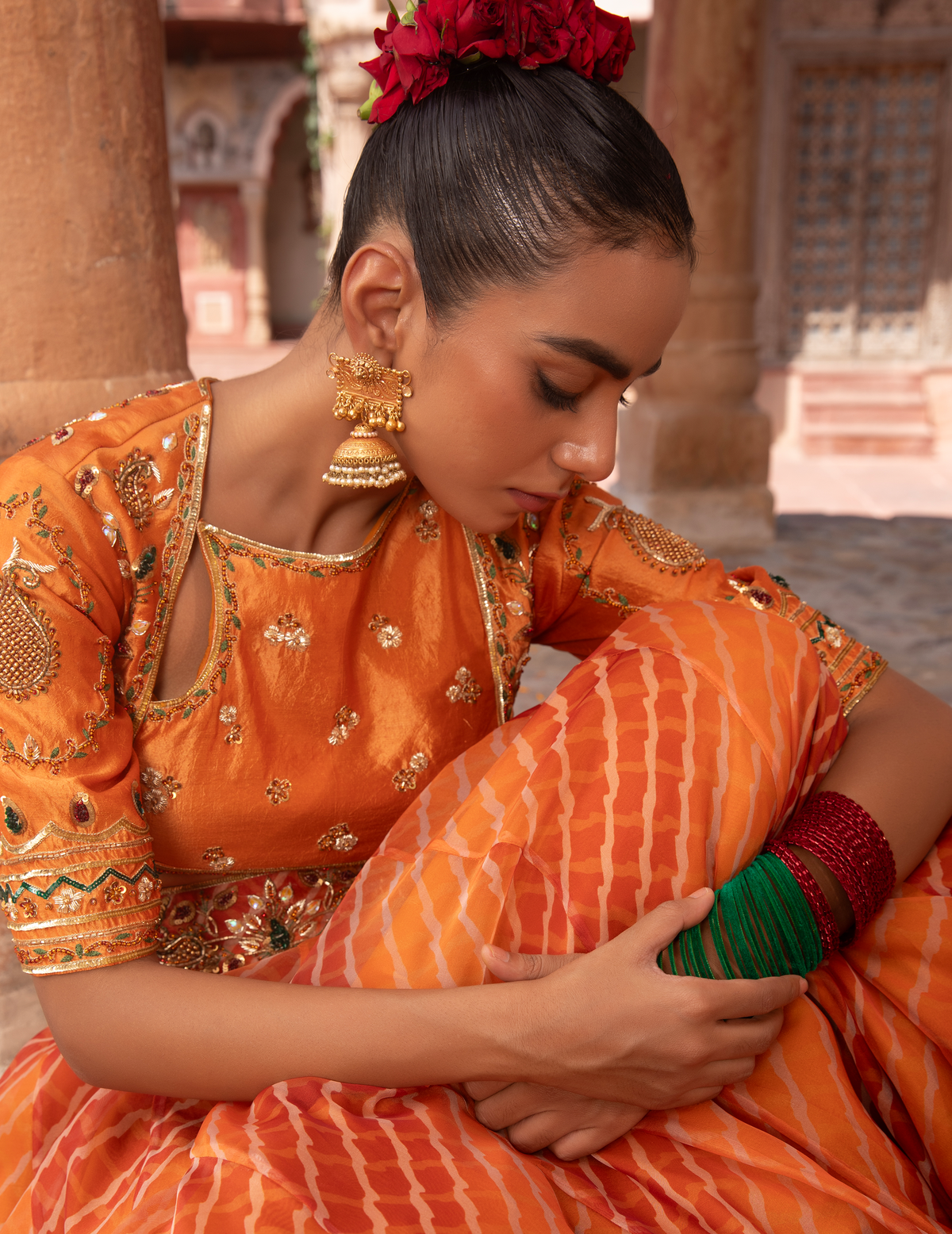 Angrakha Choli Lehriya Festive Lehenga Set