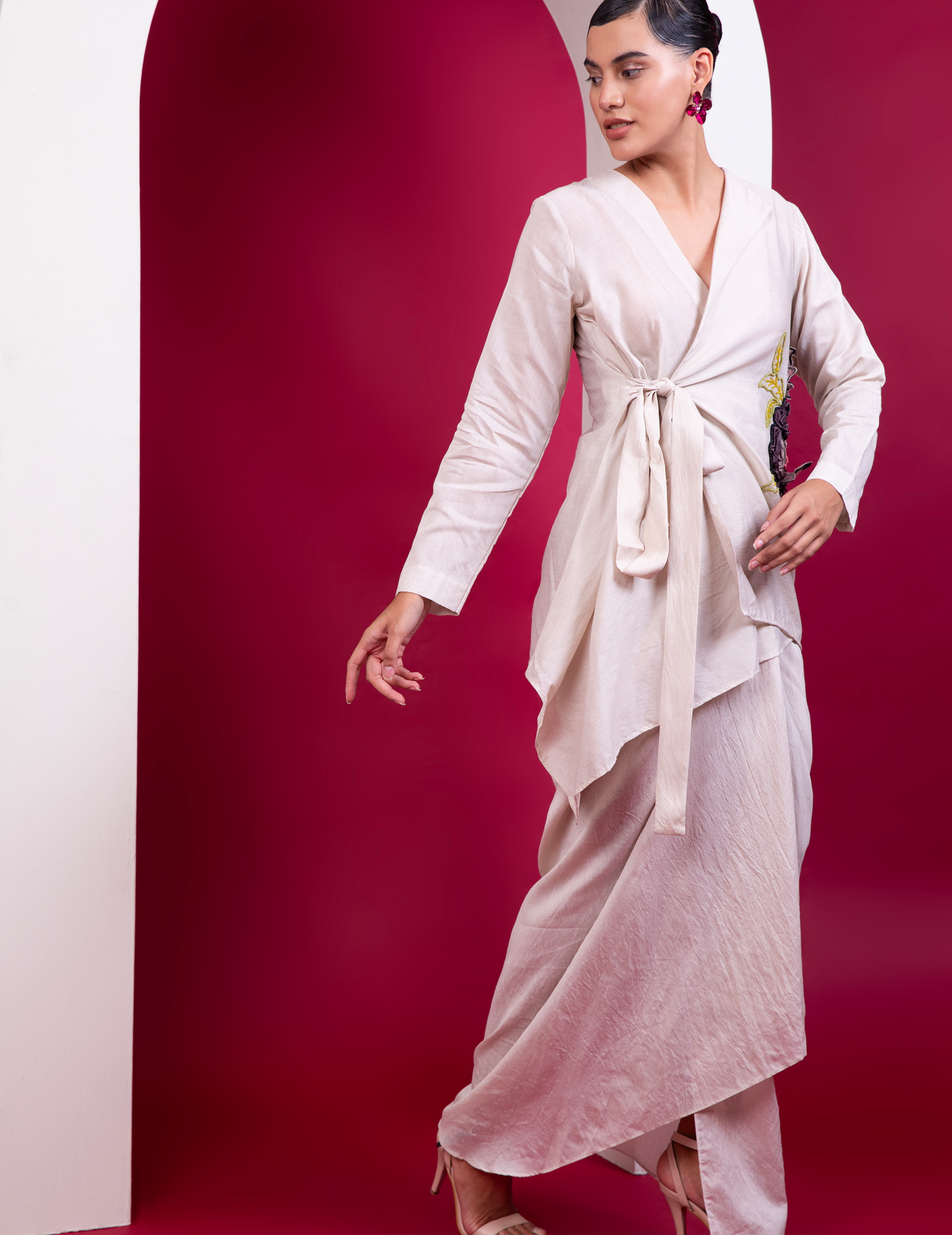 Boho Style Wrap Top Draped Skrit
