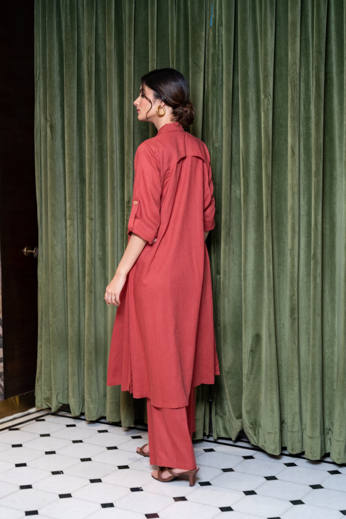 Tomato Red Linen Co-Ord Set