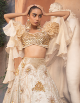 Pastel Yellow Sequins Work Lehenga