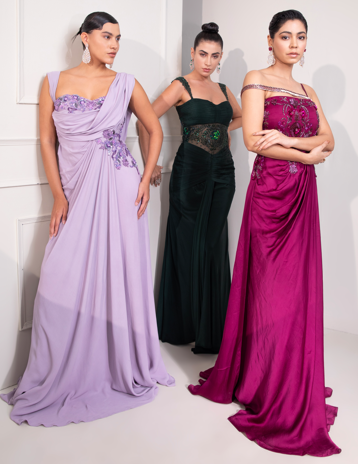 Pastel Lilac Draped Cocktail Gown
