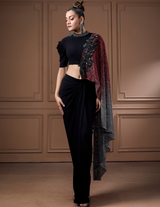 Cocktail Moonlight Shimmer Drape With Crop Top And Drape Skirt