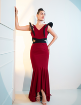 Edgy Butterfly Sleeves, Trail Fish Cut Gown