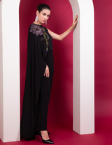 Black Asymmetric Cape Top Cocktail Co-Ord Set