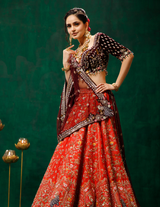 Coral Red Lehenga Choli Set