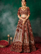Maroon Grey Lehenga Choli Set