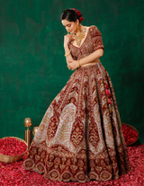 Maroon Grey Lehenga Choli Set