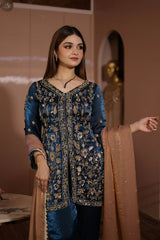 Teal Pakistani Straight Suit