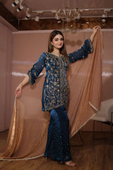 Teal Pakistani Straight Suit